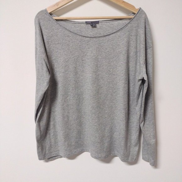 Vince Relaxed Fit Soft Cotton Top Womens M Heathered Gray Luxury Tee Tshirt